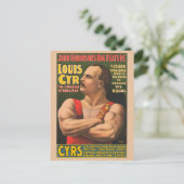Circus Poster zeigt Louis Cyr mit überquerten Waff Postkarte (Stehend Vorderseite)