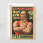 Circus Poster zeigt Louis Cyr mit überquerten Waff Postkarte (Vorne/Hinten)