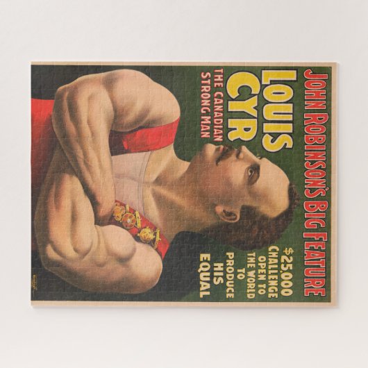 Circus Poster zeigt Louis Cyr mit überquerten Waff Puzzle (Horizontal)