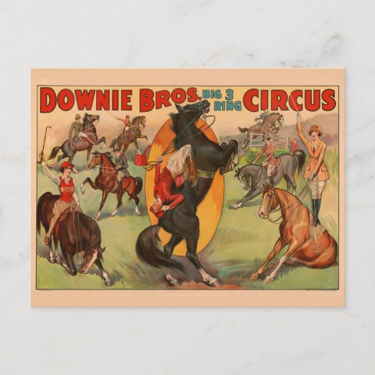 Circus Poster zeigt viele Pferde, die Stunts mache Postkarte (Vorderseite)