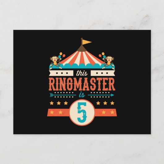 Circus Ringmaster 5th Birthday Circus Postkarte (Vorderseite)