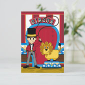 Circus Ringmaster and Lion RSVP Card (Stehend Vorderseite)