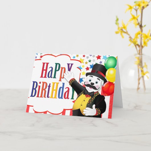 Circus Ringmaster Polar Bär Kindergeburtstag Karte (Gelbe Blume)