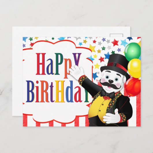Circus Ringmaster Polar Bär Kindergeburtstag Postkarte (Vorne/Hinten)