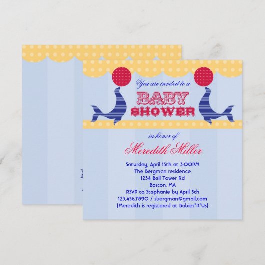 Circus Siegel Kinderdusche Einladung (Vorne/Hinten)