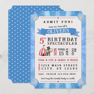 Circus Spectacular Birthday Invitation (Blue) Einladung