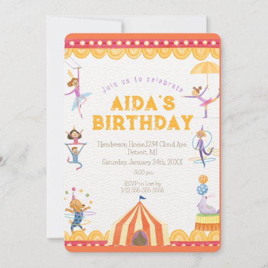 Circus Spektakuläre Einladung zum Geburtstag (Vorderseite)
