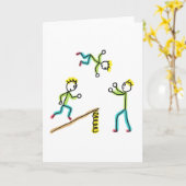 Circus Stickmen Acrobats Karte (Gelbe Blume)