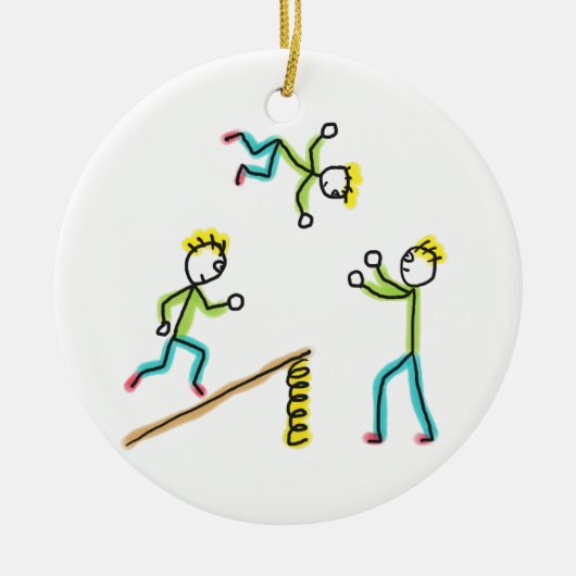 Circus Stickmen Acrobats Keramik Ornament (Vorne)