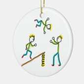 Circus Stickmen Acrobats Keramik Ornament (Links)