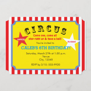 Circus Striped Geburtstagsparty Ticket Einladung