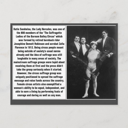 Circus suffragette Katie Sandwina Barnum Bailey Postkarte (Vorderseite)