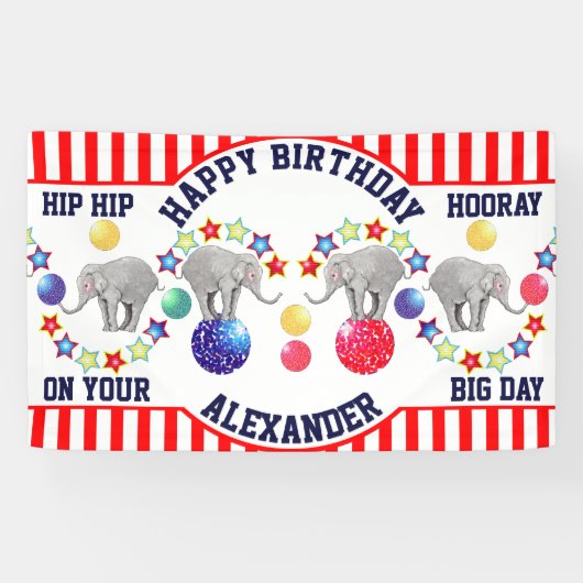 Circus Thema Elephant Birthday Party Banner (Horizontal)