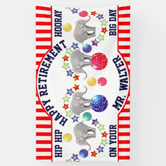Circus Theme Elephant Retirement Party Banner (Vertikal)