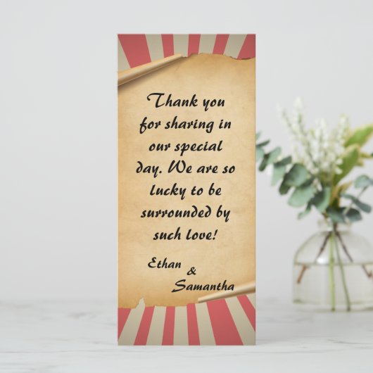 Circus Theme Wedding Danke Karten (Stehend Vorderseite)