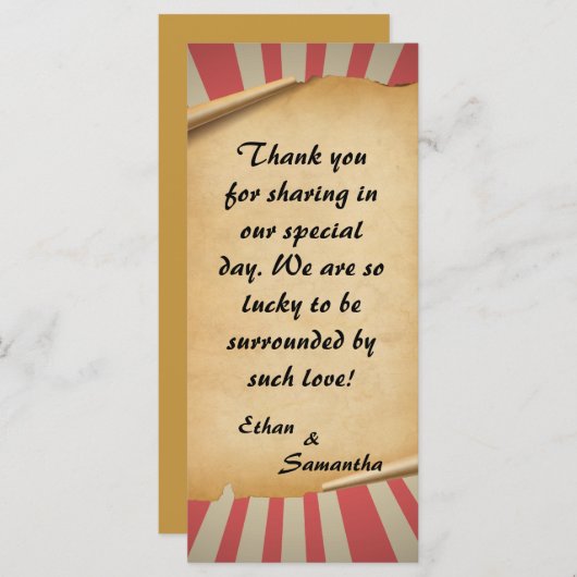 Circus Theme Wedding Danke Karten (Vorne/Hinten)