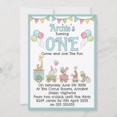 Circus Themed 1st Birthday Invitation Einladung (Vorderseite)