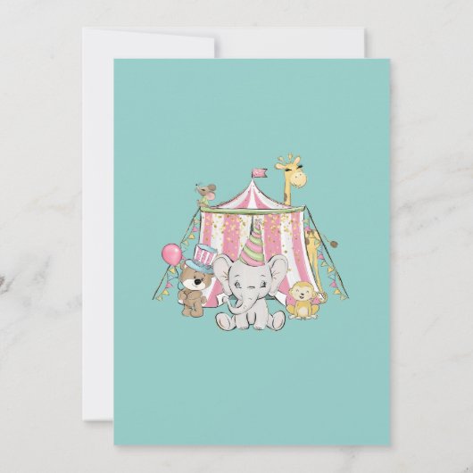 Circus Themed 1st Birthday Invitation Einladung (Rückseite)
