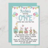 Circus Themed 1st Birthday Invitation Einladung (Vorne/Hinten)