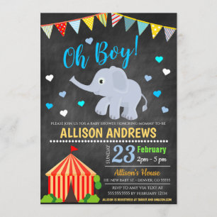 Circus Themed Boy Baby Dusche Einladung