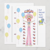 Circus Themed Party Einladung (Vorne/Hinten)