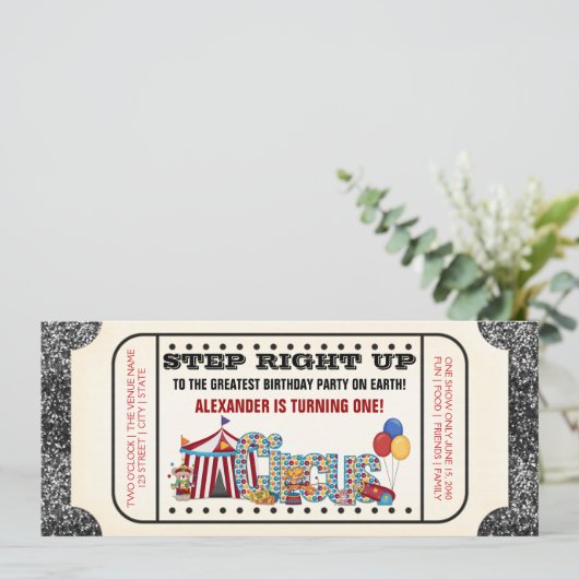 Circus Ticket Party Einladung (Stehend Vorderseite)
