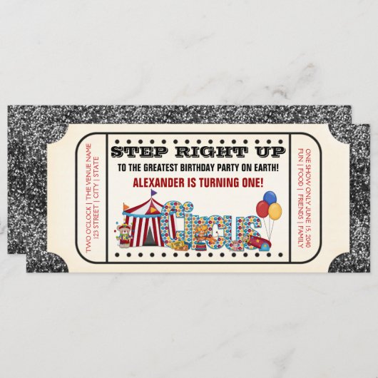 Circus Ticket Party Einladung (Vorne/Hinten)