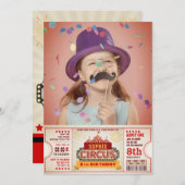 Circus Ticket Pass Foto Geburtstagseinladung Einladung (Vorne/Hinten)
