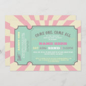 Circus Ticket Pink Kinderdusche Einladung (Vorne/Hinten)