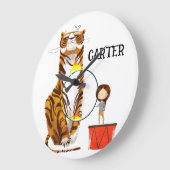 Circus Tiger Trainer Kinderzimmer Große Wanduhr (Winkel)