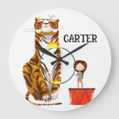 Circus Tiger Trainer Kinderzimmer Große Wanduhr (Vorderseite)