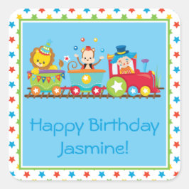 Circus Train | Clown | Lion | Affe | Personalisier Quadratischer Aufkleber