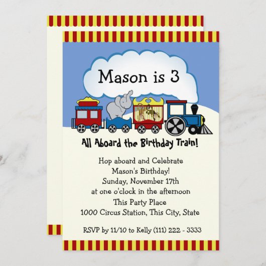 Circus Train Einladung (Vorne/Hinten)