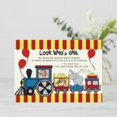 Circus Train Foto Einladung (Stehend Vorderseite)