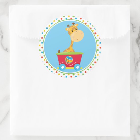 Circus Train | Giraffe Runder Aufkleber (Tasche)