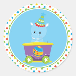 Circus Train   Hippo Runder Aufkleber