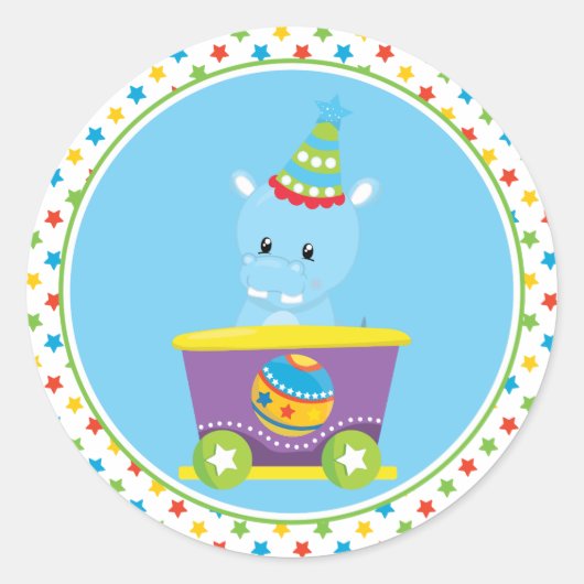 Circus Train | Hippo Runder Aufkleber (Vorderseite)