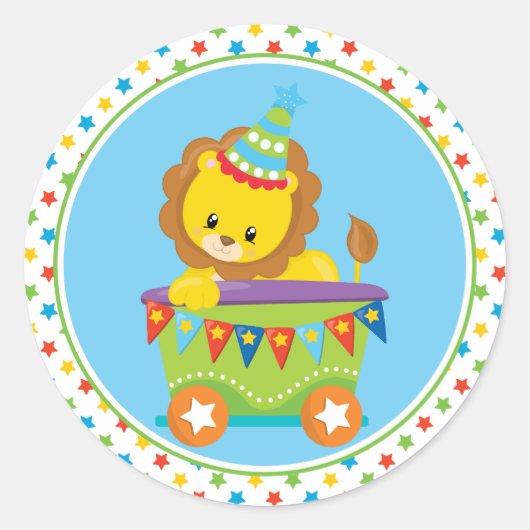 Circus Train | Lion Runder Aufkleber (Vorderseite)