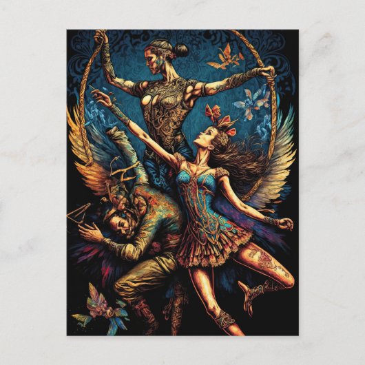 Circus Trapeze Artists Cirque Festival Postkarte (Vorderseite)