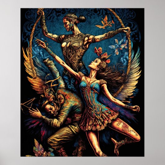 Circus Trapeze Artists Performer Cirque Vaudeville Poster (Vorne)