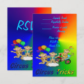 Circus Tricks RSVP Karte (Vorne/Hinten)