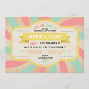 Circus Twins Geburtstagsminze & Cornwall Einladung