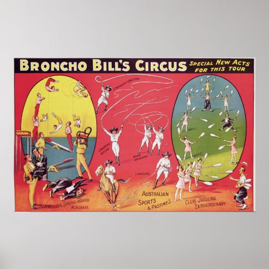 Circus von Broncho Bill, Birmingham c.1890-1910 Poster (Vorne)