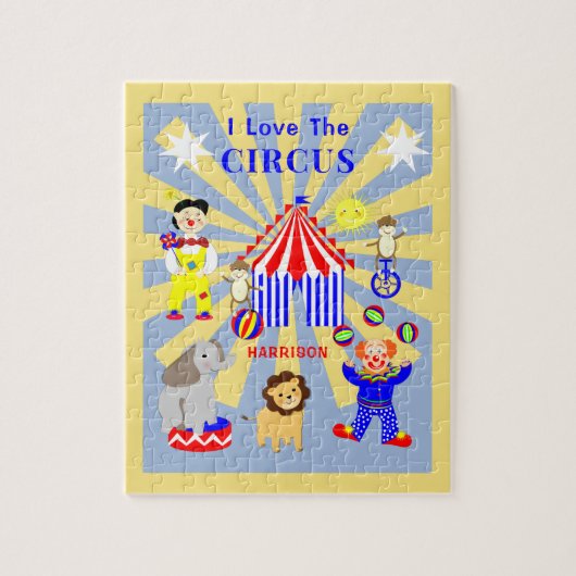Circus Zelt Cartoon Clowns & Tiere Personalisiert Puzzle (Vertikal)