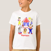 Circus Zelt Cartoon Clowns & Tiere Personalisiert T-Shirt (Vorderseite)