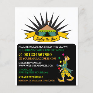 Circus Zent Clown, Kinder Entertainer, Clownwerbun Flyer