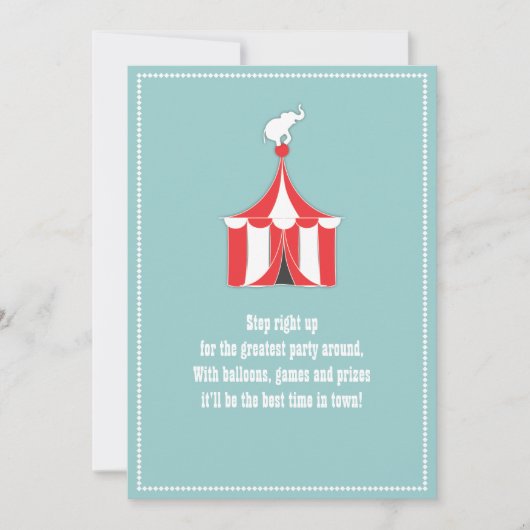 Circus Zent & Elephant Kindergeburtstag Party Einladung (Vorderseite)