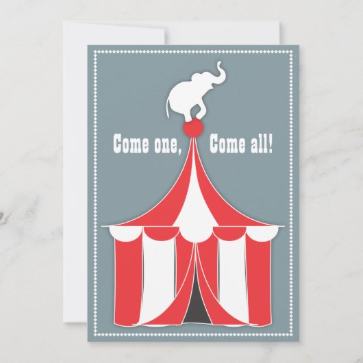 Circus Zent & Elephant Kindergeburtstag Party Einladung (Vorderseite)