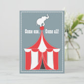 Circus Zent & Elephant Kindergeburtstag Party Einladung (Stehend Vorderseite)