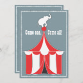 Circus Zent & Elephant Kindergeburtstag Party Einladung (Vorne/Hinten)